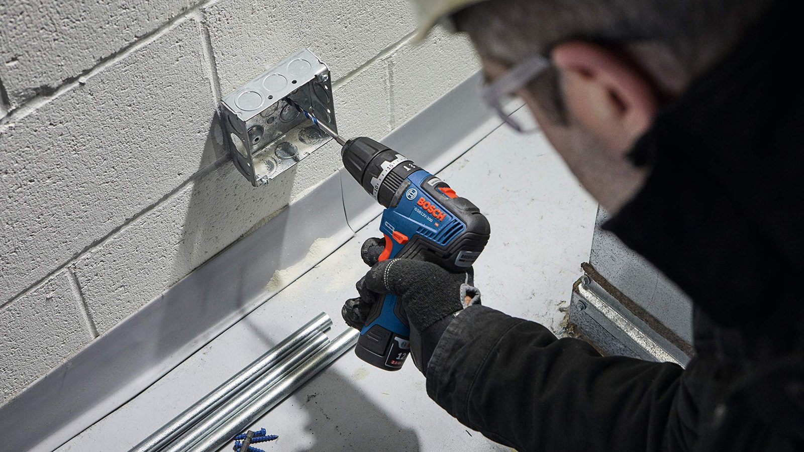 Bosch GSB12V-300B22 12V Max Brushless 3/8 In. Hammer Drill/Driver Kit with (2) 2.0 Ah Batteries