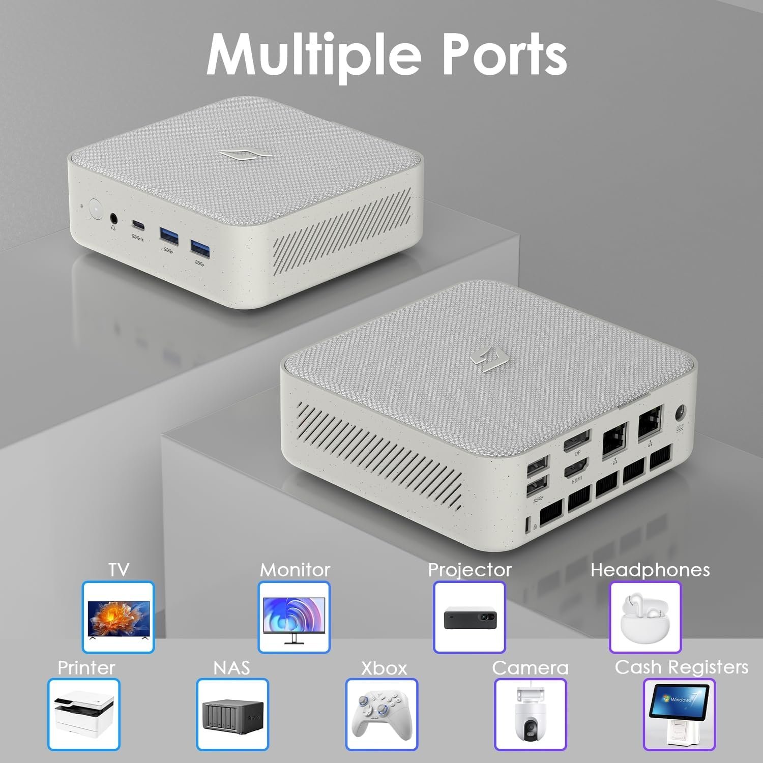 Mini PC Computers Gaming, AMD Ryzen 7 5700u (8C/16T,up to 4.3 GHz), Micro PC 64GB DDR4 RAM 2TB PCIe SSD, Small Desktop PC Supports 4K@60Hz/Triple Display/WiFi 5/BT5.0/HDMI+DP/Home/Office