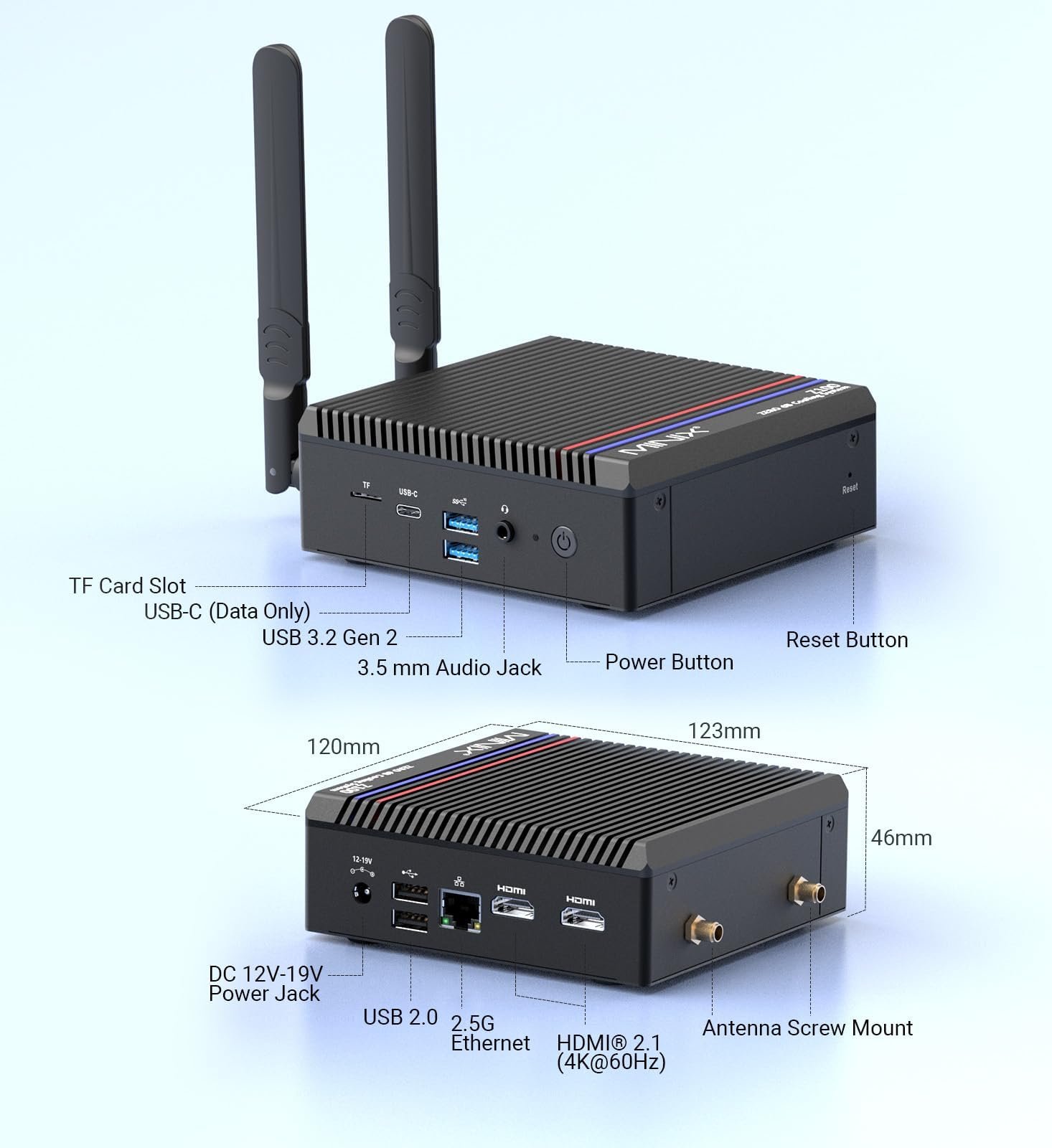 MINIX Z100-0dB Fanless Mini PC, Intel 12th Gen N100, 16GB DDR4/512GB PCIe 3.0 X4 SSD/4K Dual Display/2.5G LAN/Windows 11 Pro/Auto Power On/for Home/Office/Industrial and Commercial., Black